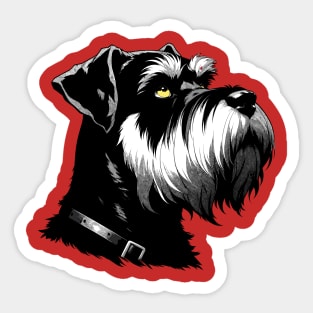 Stunning and Cool Giant Schnauzer Monochrome and Gold Portrait for Father's Day Sticker